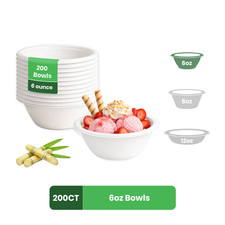 Disposable Paper Bowls Compostable Microwave Safe Hevyduty Bowls 6 Oz-200CT- FPN