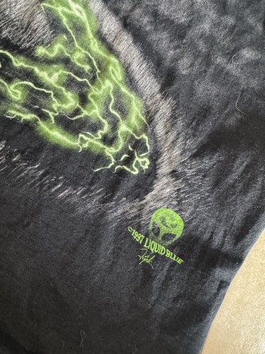 Vintage Tshirt Tee LIQUID BLUE ALIEN UFO Abduction all over print shirt XL 90s - Picture 6 of 7
