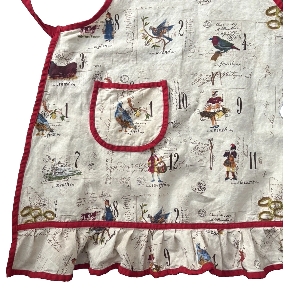 Williams Sonoma 12 天圣诞围裙口袋褶皱全棉机洗 — 第 2/4 张图片