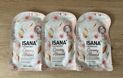 (5,00 /Einheit) Isana Tuchmasken-Set Creamy Almond Hyaluron Mandelöl 3x1 Stück
