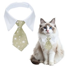 Cat Tie Dog Bowtie Dog Bow Tie Adjustable Collar Khaki S