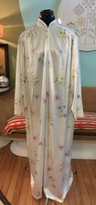 Vintage Christian Dior 1/2 Zip Nightgown Peignoir Long Satin Floral Xl/2X
