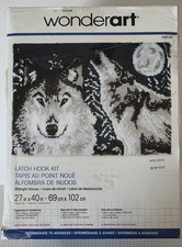 Wonderart Latch Hook Kit 27 Inch X 40 Inch-Midnight Wolves Made in USA 426130
