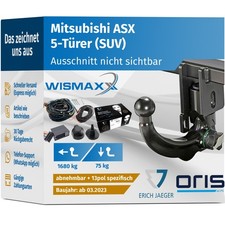 ANHÄNGERKUPPLUNG für Mitsubishi ASX ab 23 ve. abnehmbar ORIS +13p E-Satz Erich J