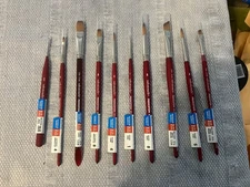 (10)Princeton Velvetouch Watercolor  brushes lot  0f 10 different Short Handle