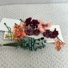 Vintage Artificial Flowers for Crafting Purple Carnation Blue Straw Spotted Lily