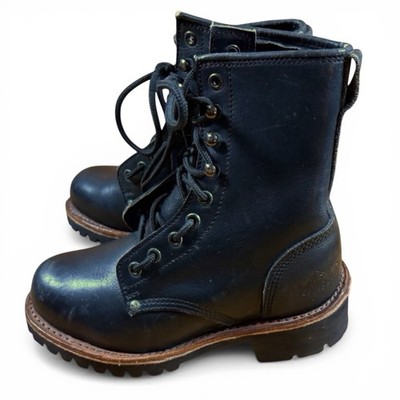 Redwoods Women s Leather Work Boots Black Vibram Sole Size 5 EE Style ML823