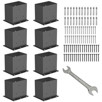 8 Pcs 4x6 Heavy Duty Black Metal Steel Post Base Brackets Deck Pergola Support