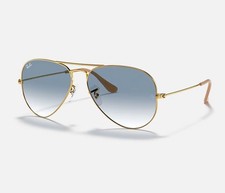 Ray-Ban Sunglasses RB3025 Aviator Gradient Gold Frame Light Blue Lenses 58mm