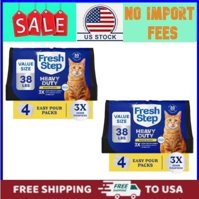 2 PACK Fresh Step Heavy Duty Multi-Cat Clumping Litter Febreze 38lb 4 Pack