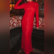 NWT Show Me Your Mumu Red Sequin All Out Maxi Dress Womens Large Holiday Party