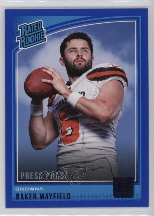 2018 Panini Donruss Rated Press Proof Blue Baker Mayfield #303 Rookie RC 0ls
