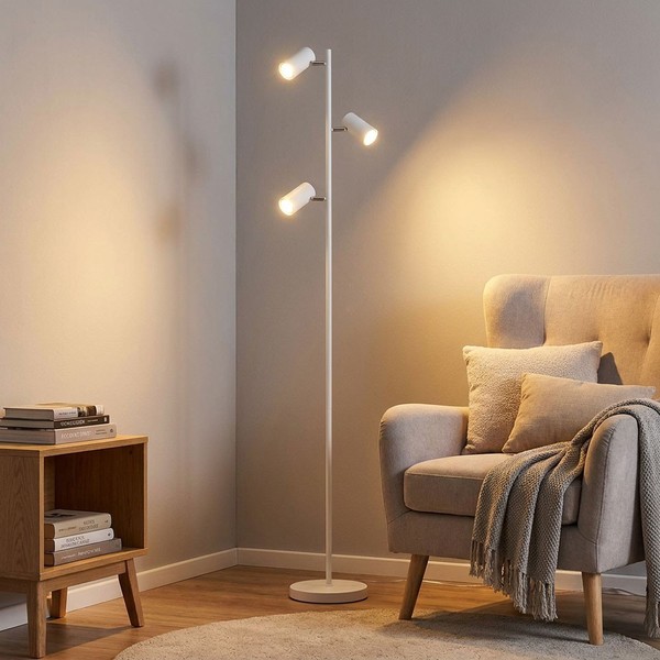Stehleuchte Spots 3 Flammig Verstellbar Weiß Stehlampe Wohnzimmerlampe H 154 Cm-image
