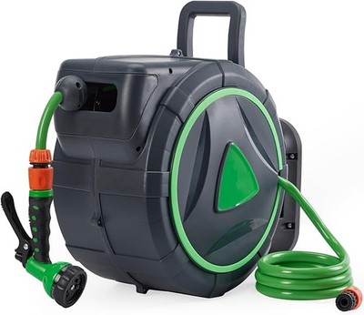Garvee Retractable Hose Reel 5/8''x65ft Auto Rewind Wall Mount Weather Resistant