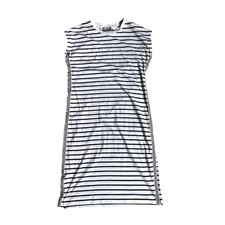 Womens Striped Sleeveless Cotton T-Shirt Dress L Nautical Breton Stripe Preppy
