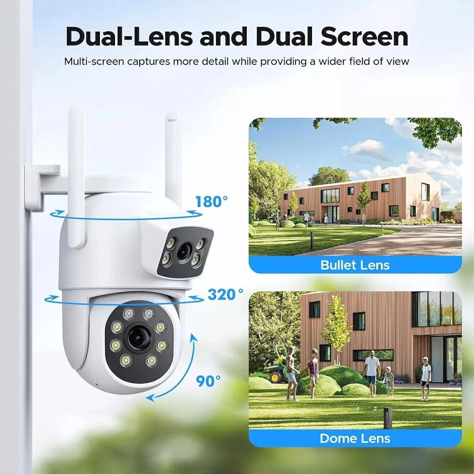 CAMCAMP Wireless Security Camera System Dual Lens Linkage 2.4G/5G WiFi PTZ Cams - Image 3 of 4