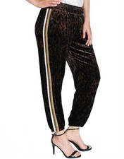 JOHNNY WAS Size S Leopard Velvet Jogger Pant Silk Blend Brown Black Size Stripe
