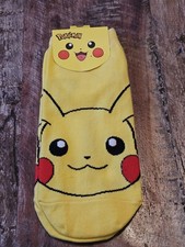 Pok mon Pocket Monsters Socks Pikachu One Size 1997 Vintage Nintendo Yellow