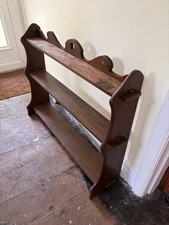Large Antique Arts And Crafts Wooden Wall Shelf Or Freestanding Shelf 