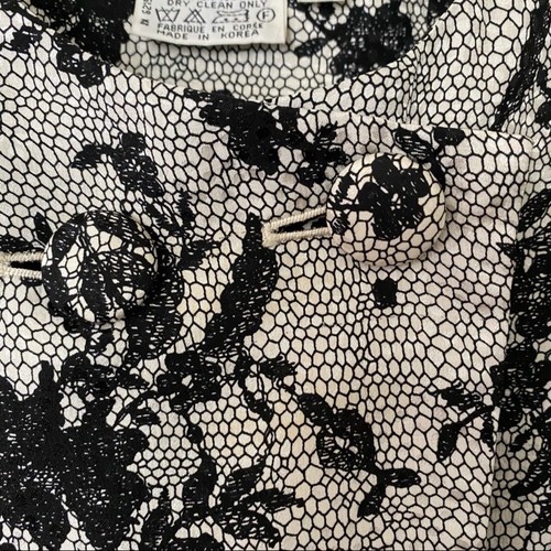 Flora Kung NY Silk Cropped Jacket Black White Floral Women’s 10 Vintage 80s - Picture 4 of 12
