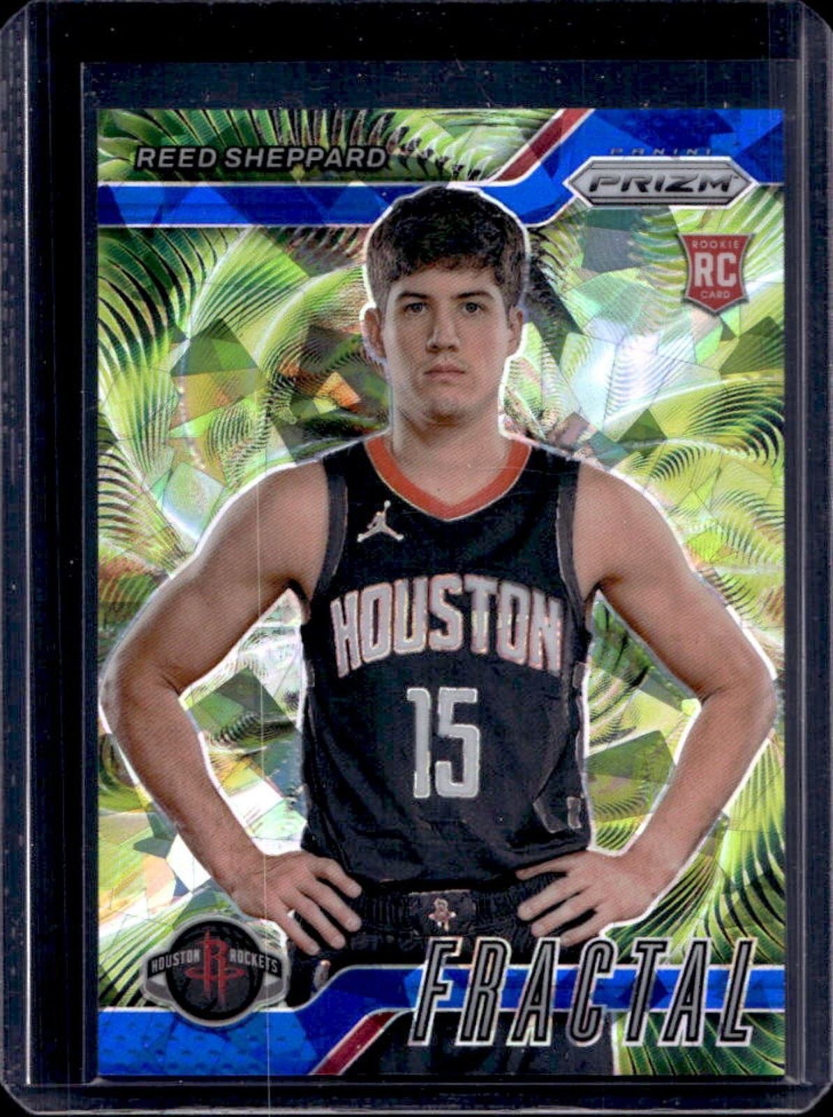 2024-25 Prizm Reed Sheppard Fractal RC Blue Ice #125/125 Rockets