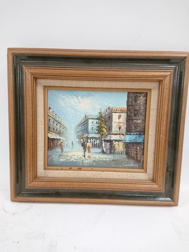 Vintage Original Framed Paris Street Scene Oil Painting Signed Caroline Burnett