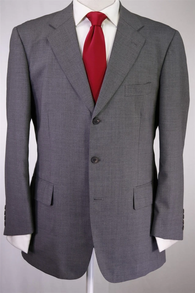 Traje de Lana J Press Gris Negro Cuadros Modelo Clásico Americano 40R Foto 2 de 4