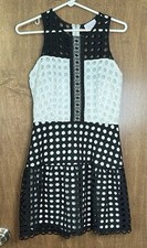 Vintage Devlin Sleeveless Black and White Eyelet Dress Size S