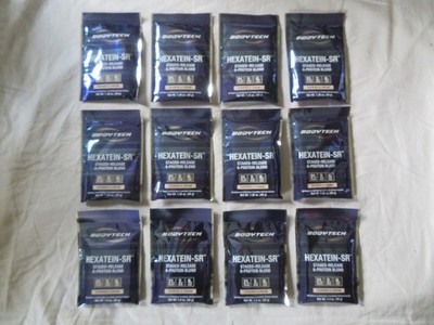 (12) Count Lot Bodytech Hexatein-SR 6-Protein Blend Cookies & Cream 1.40 Oz Each
