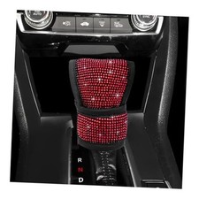 Diamond Car Shift Knob Cover, Shining Crystal Car Gear Shifter Leather Red