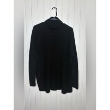Eileen Fisher Merino Wool Pullover Sweater Black Mock Neck PM