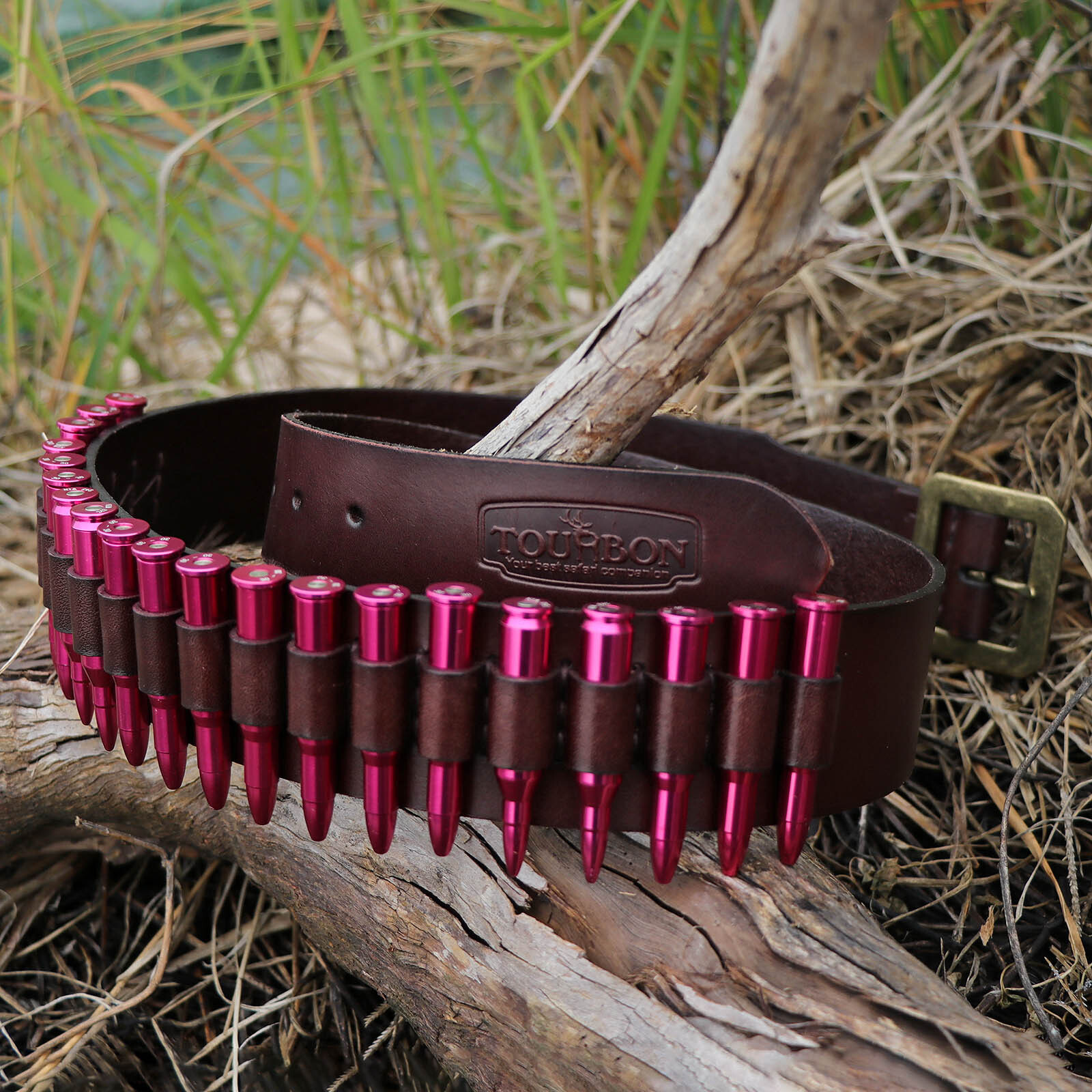 Tourbon 9mm/.38,357 Ammo Bandolier Rifle Cartridges Belt Ammo Carrier in Leather