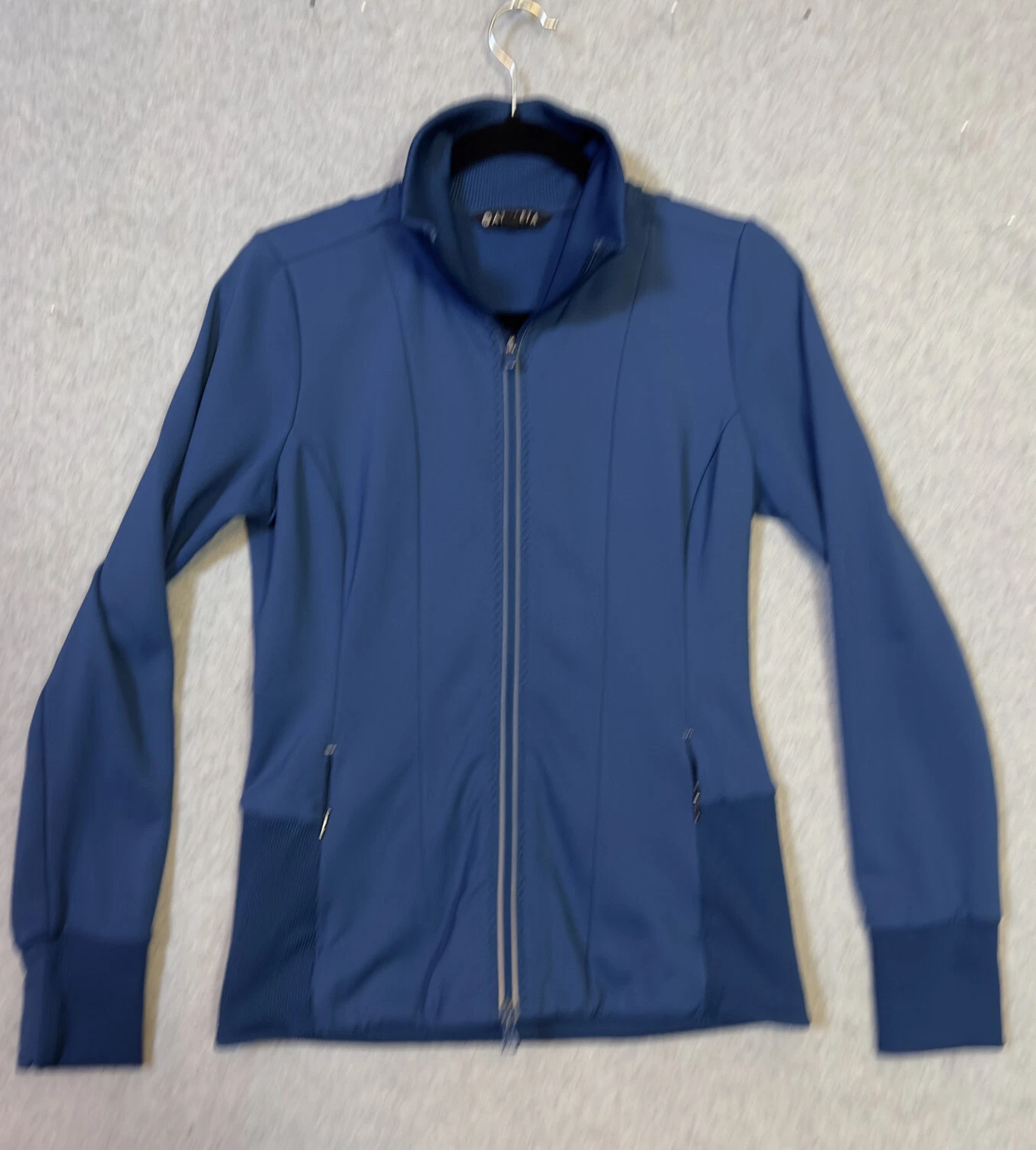 Athleta Hoodie Women's Medium Full Zip Gray Black Sweatshirt Stretch