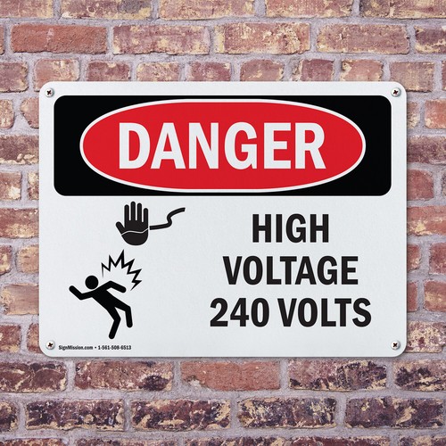 (2 Stück) Hochspannung 240 Volt OSHA Gefahr Schild Aufkleber Metall Kunststoff - Bild 4 von 22