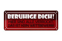 Blechschild Spruch 27X10 Cm Beruhige Dich Hier VerrrüCkt Deko Schild Tin Sign