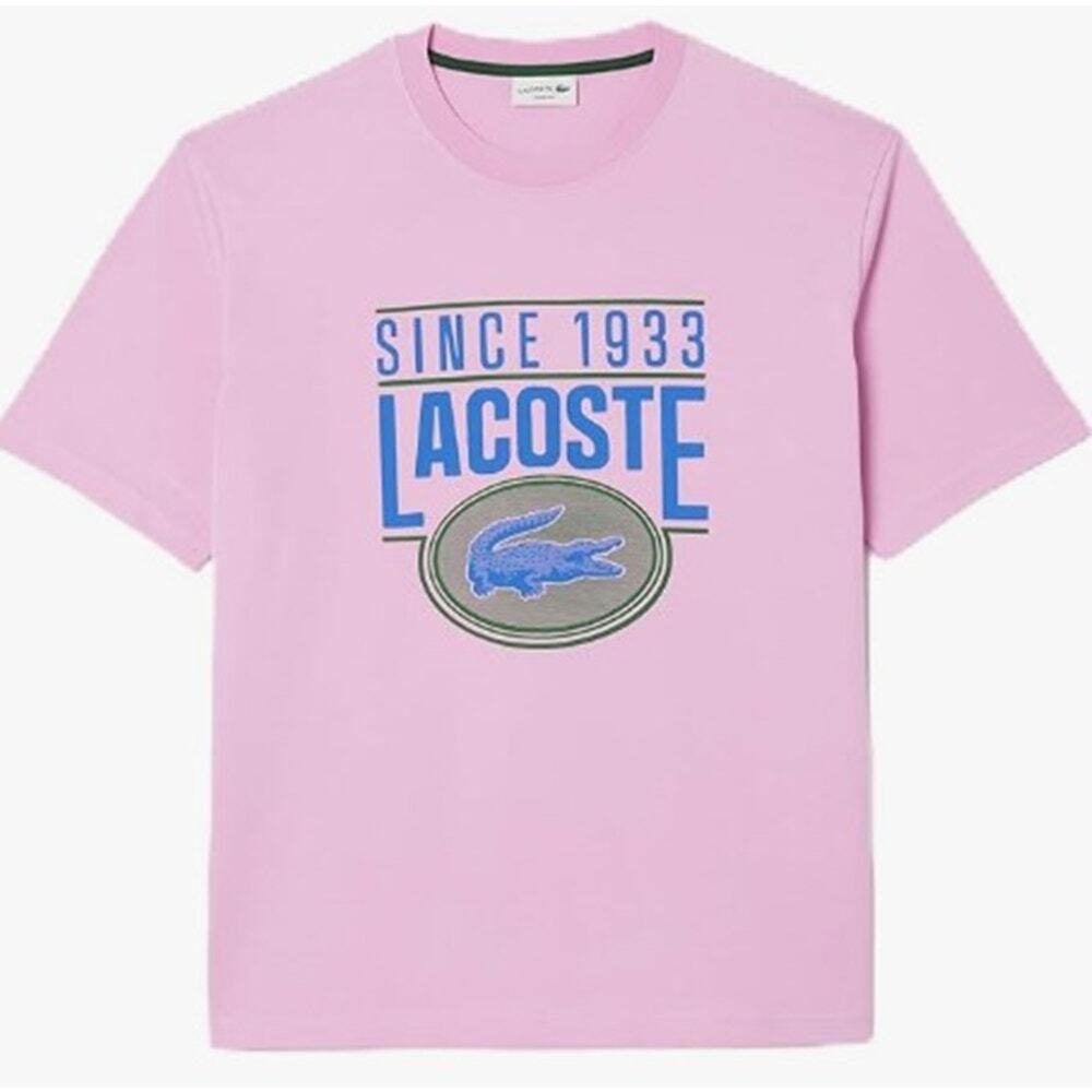 Lacoste Men's Loose Fit Front Large Croc Graphic Tee Shirt Gelato