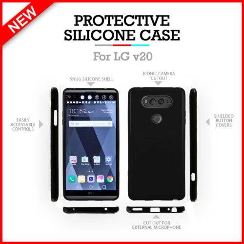 B2G1 Free Ultra Slim Shockproof Lightweight Rubber Case Cover for LG V20 BLACK - Picture 1 of 5