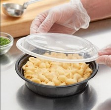 24 oz Plastic 7" Round Meal Prep Food Containers with Lids
