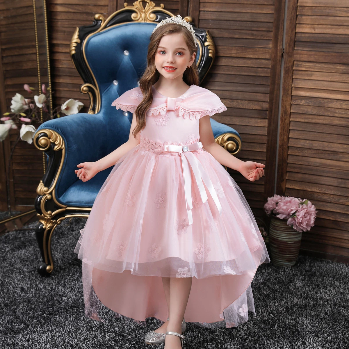 open lace back dress Long Prom Dress with Off-The-Shoulder Neckline Smoky Blue / 6 main image 0