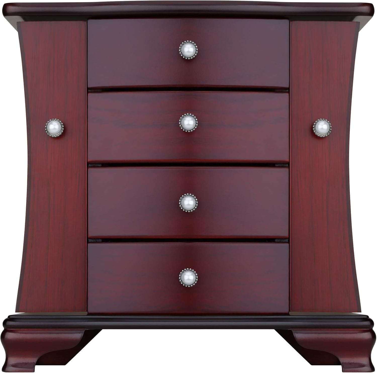 Jewelry Box - Made of Solid Wood with Tower Style 3 Drawers Organizer and 2 Sepa-image