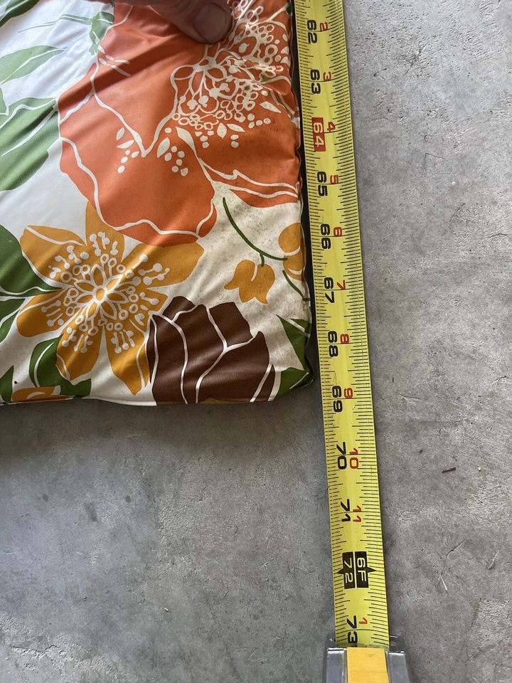 Cojín chaise lounge vintage mediados de siglo floral naranja 69" x 19" Foto 4 de 4
