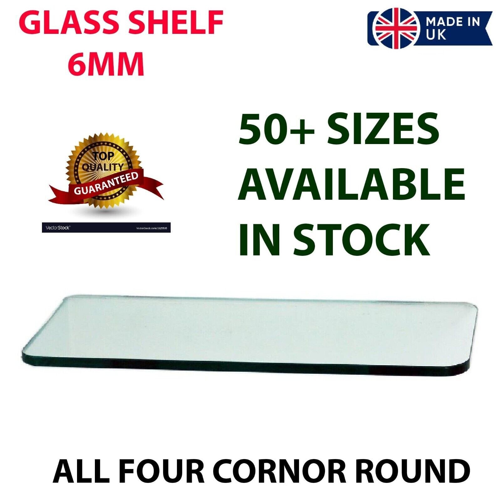 Clear Tempered Glass Shelf Panel Storage Sheet Shelving Display