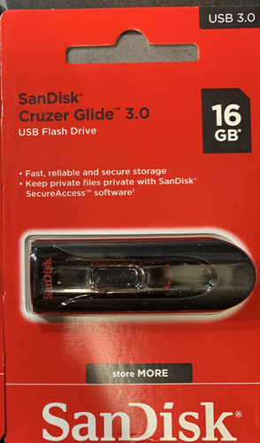 Drive Sandisk Cruzer Glide 16GB 3.0 Flash Drive USB Thumb Drive - Afbeelding 1 van 4