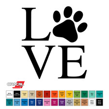 Love Dog Puppy Paw Print Die-Cut Permanent Sticker Decal 3.5" CHOOSE COLOR