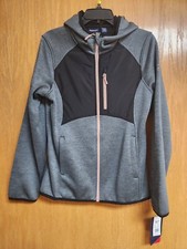 Heather Gray  Pink Activewear Hoodie Jacket. Full Zip. Med. NWT. Reebok.