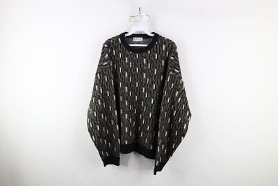 Vtg 90s Coogi Style Mens Large Boxy Fit Ed Bassmaster Knit Crewneck Sweater USA