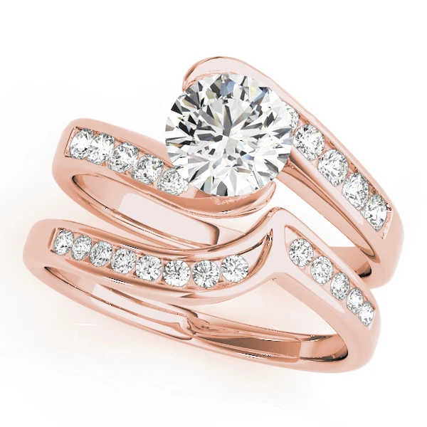 Swirl engagement ring with wedding band deals