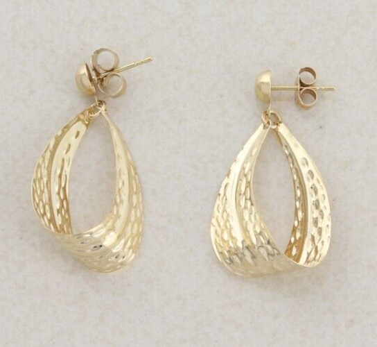 14k Yellow Gold Dangle Drop Earrings - image 1