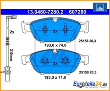 Brake pad set, disc brake ATE 13.0460-7280.2 for Audi