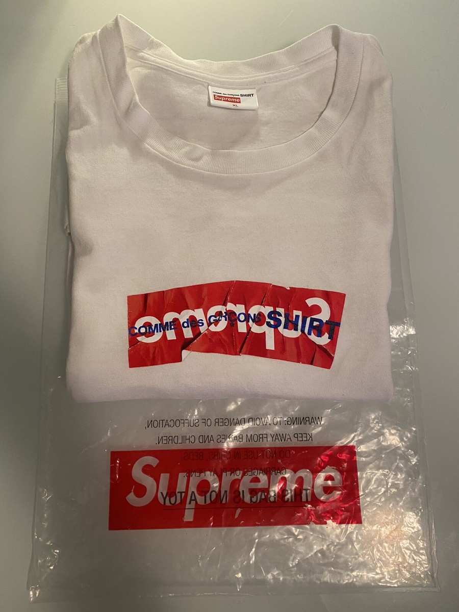 2017 SS Supreme Comme Des Garcons CDG Box Logo White Tee XL 2017 SS Supreme Comme Des Garcons CDG Box Logo White Tee XL